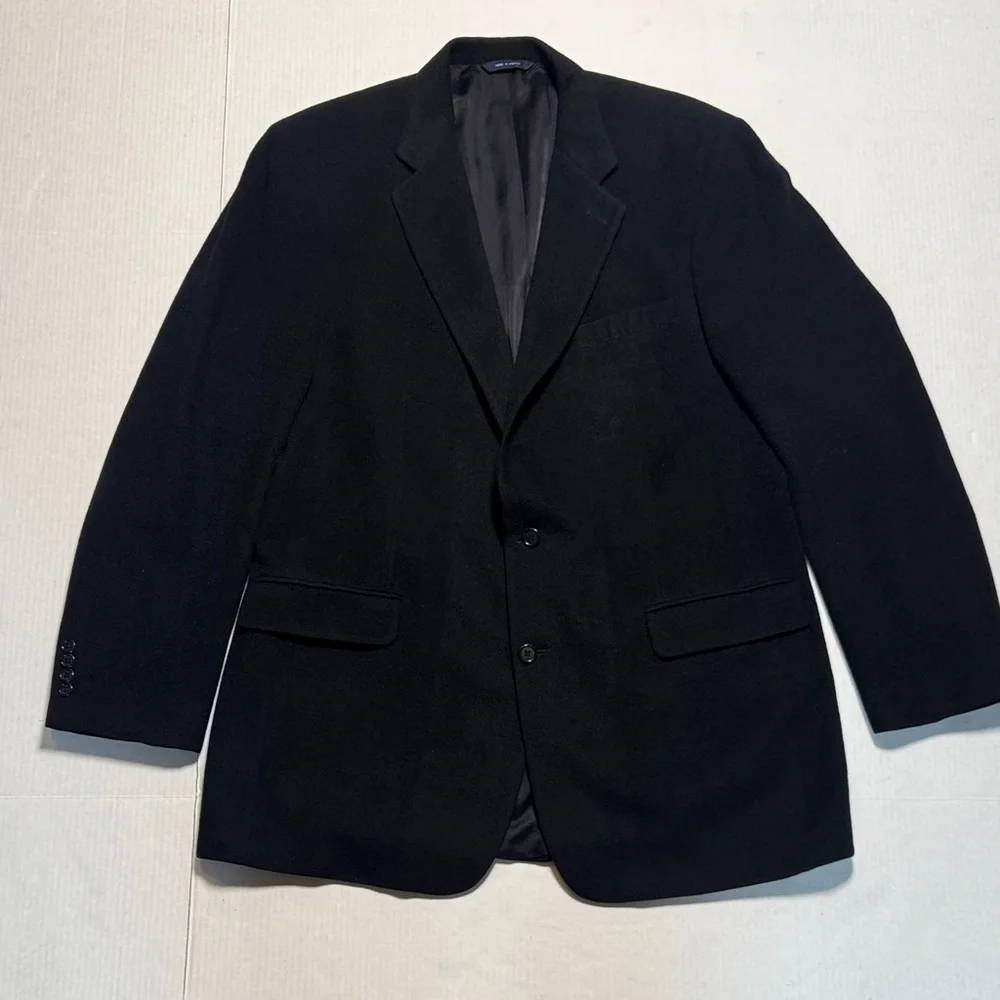 BROOKS BROTHERS Men's Vintage 100% Camel Hair Black Blazer Jacket Size 44 Long